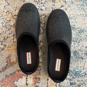Women's Hunter slip-on Gardening clogs Play Starcloud Black Glitter US SZ 8